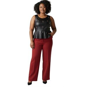 Size 18 Womens Top Lane Bryant Sleeveless Faux Leather Peplum NWOT Black Formal